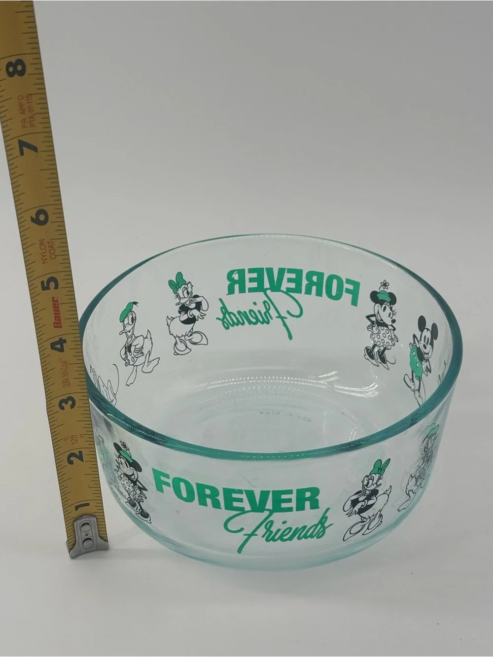 Disney Clear Glass Bowl with Green Daisy Duck & Friends Graphics